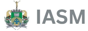 Logo IASM cinza com brasão de Poços de Caldas